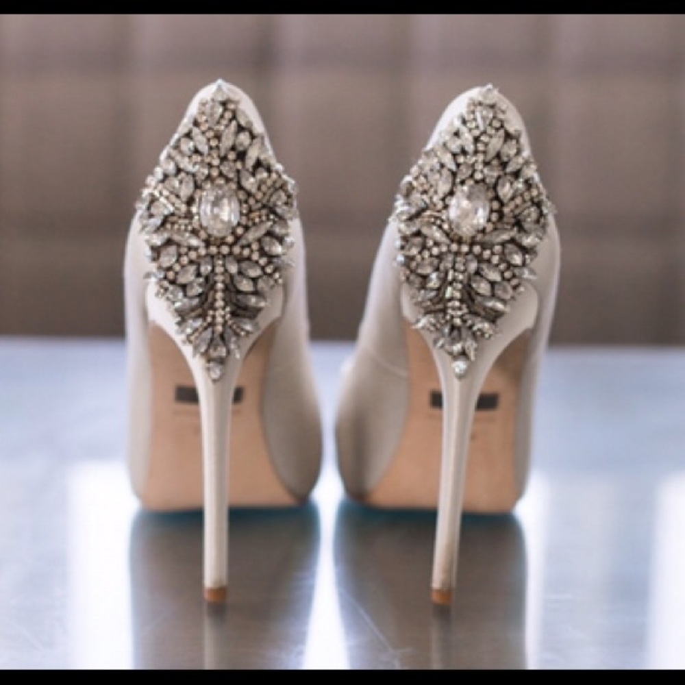Kiara Embellished Peep-Toe Evening Pumps